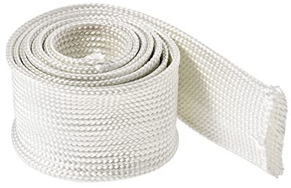 Rebower Guaina fibre Vetro Cavo Isolato Protezione Tubo [per Applicazioni Ad Alta Temperatura] - 3.28Piedi-25mm / Bianco