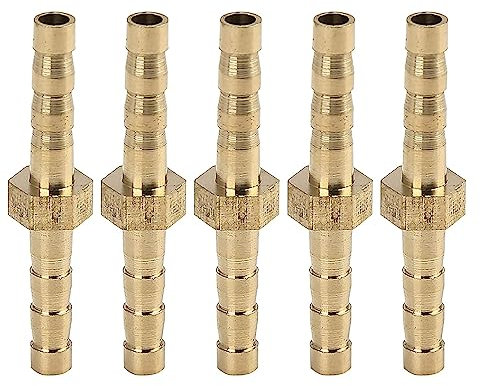 Lot de 5 raccords de tuyau cannelés en laiton de 4 mm, raccord droit pour tuyau d'eau, gaz, huile pour automobile