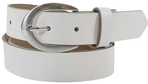 fashionchimp Basic Damengürtel aus 100% echtem Leder, glänzende Gürtel-Schließe, Breite ca. 2,8cm, Made In Germany (Weiß-Montana, 130/BW115)
