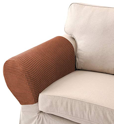 LERTREEUK 1 Paar Sofa-Armlehnenschoner, elastisch, abnehmbar (Braun)