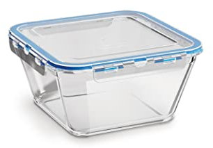 CURVER Glass Airtight Container (5pcs) - 2.4L with Clip Lock - Easy Storage & Keeps Fresh - Freezer & Oven Safe