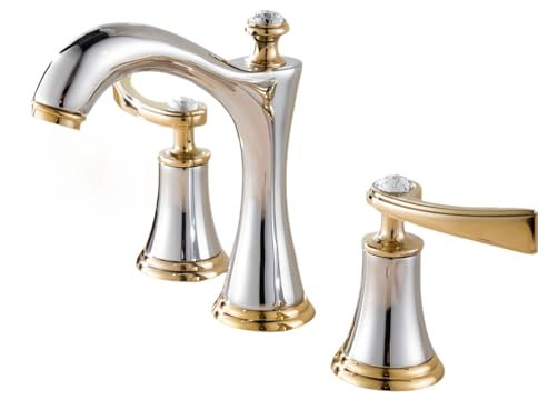 Grifería De Baño Grifo De Lavabo De Tres Orificios De 8 Pulgadas Mueble De Baño De Cobre Completo Grifo Dividido Juego De Tres Piezas Grifo Frío Y Caliente De Titanio Plateado + Dorado