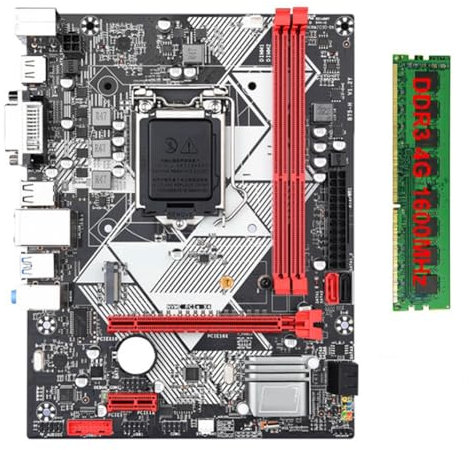 Clyictz 1 juego de placa base B75-H con 1 x DDR3 1600 MHz 4G RAM LGA 1155 piezas accesorios para CPU I3 I5 I7 USB 3.0 SATA 3.0 soporta hasta 16 GB