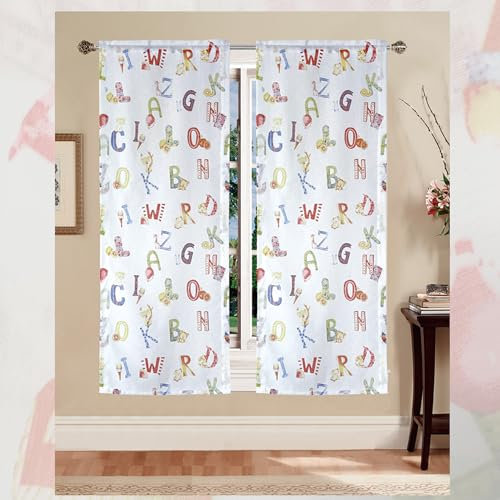 Home Tresor - Tenda per Cameretta Bambini, Set 2 Pannelli, Coppia Tende Finestra e Portafinestra per Bambini Fantasia Palloncini, Animali, Mod. Giorgia - Finestra 60x150 cm.