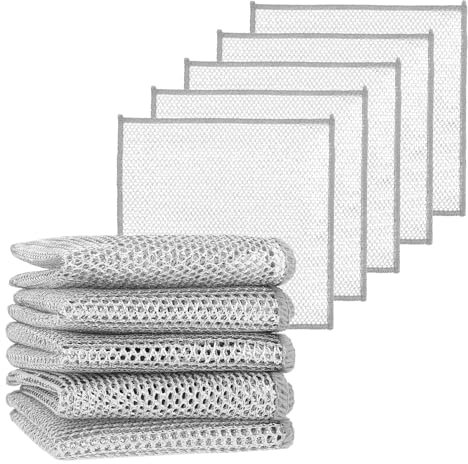 Tyqour 10 Stück Mehrzweck Geschirrspüllappen aus Draht für Multifunctional Nass und Trocken, Wiederverwendbar Putztücher Topfreiniger Putzlappen Drahtgeschirrtuch für Küchen, Geschirr