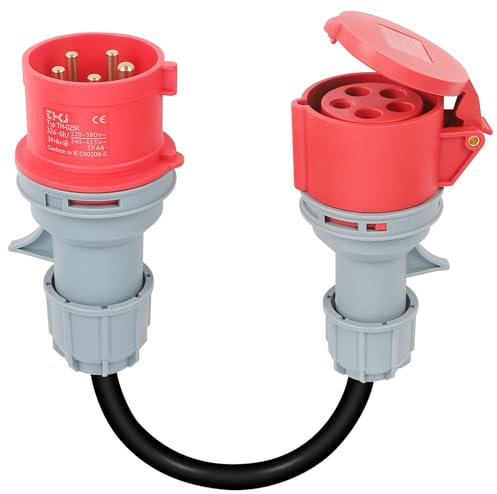 Diealles Shine® CEE Adapter, 32A(22KW) Stecker auf 16A(11KW) Kupplung, 5-polig, 400V, Länge 50 cm, Schutzart IP44, Geeignet für Industrie, Werkstätten, Baustellen, Landwirtschaft, Märkte, Handwerk