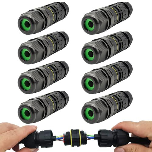 Scatola di giunzione impermeabile, Dujelixa connettore cavo M25, intervallo di accoppiamento guaina cavo di alimentazione 6-11mm, IP68 scatola elettrica esterna 2/3percorsi, connettore cavo(8PZ)