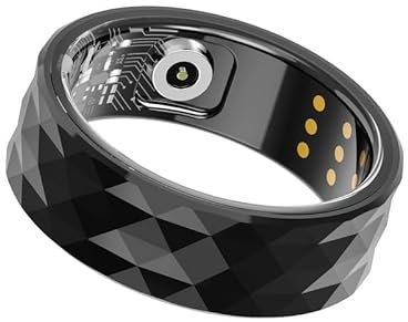 Smart Ring Smartringe für Herren Damen Golden Smart Ring Android Fitness Ring Tracker Pulsmesser Sauerstoffsättigung Schlafmonitor Schrittzähler Gesundheitsüberwachung Aktivitätstracker,Schwarz#18