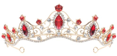 Gogogmee Bridal Tiara Krone KröNchen FüR Hochzeit Party Gold Rot FüR Damen | Strass Tiara Gold Rot Krone Aus Zinklegierung Leicht Elegant Langlebig FüR Damen MäDchen Hochzeit Party Alltag Accessoire