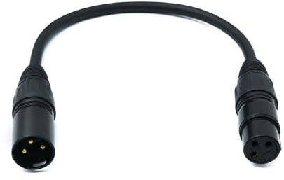 System-S Cable de audio XLR de 30 cm, adaptador de 3 pines macho a hembra, color negro