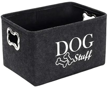 Korb Für Hundespielzeug Mit Metallgriff - 38*27*25 Cm Hundespielzeug Korb Schwarz,Korb Aufbewahrung Hundespielzeug,Haustier Spielzeug Filz Aufbewahrungsbox, Korb Aufbewahrung Hundespielzeug Aus Filz
