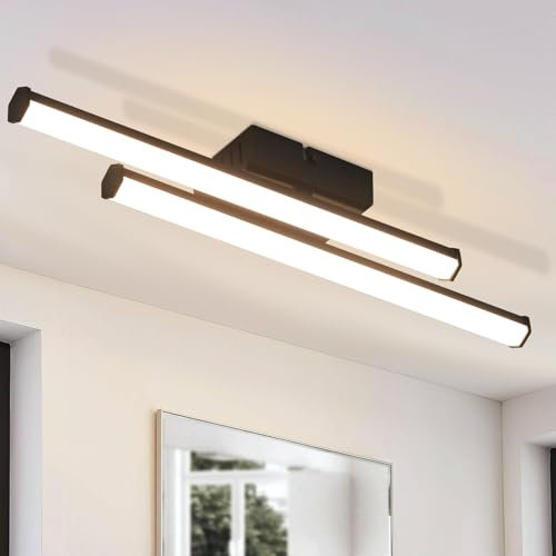 Homefire LED Deckenlampe Küche Deckenleuchte: Modern Küchenlampe Schwarz 12W 3000K Flurlampe Innen Warmweiß Deckenbeleuchtung für Wohnzimmer Schlafzimmer Flur Büro