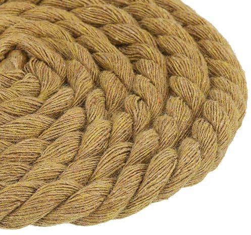sourcing map Twisted Cotton Rope, 8mm x 11Yards Natural Cotton 3 Strand Twisted Macrame String Cotton Cord for Wall Hanging Plant Hangers DIY Craft Decorative Projects (Light Brown)