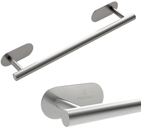 TRIGENIQ Porta Asciugamani Bagno in acciaio Inox Adesivo 40cm X 7,6cm X 4,5cm - Appendi Asciugamani Bagno - Adesivo Extra Resistente