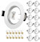 Marco Foco Empotrable, Blanco Redondo Metálica, Incl. Zócalo GU10 Para Lámparas, Agujero 55-70mm, Para Lámparas De Led O Halógena, Marco Empotrado Ojo de Buey, Para Baño Sala Cocina, etc.,12 Pack