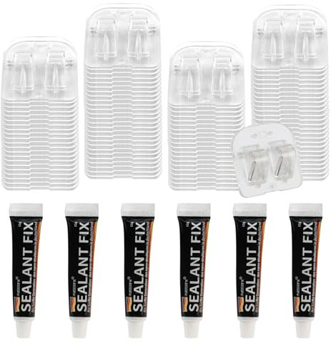 KAHOUI 100 Stück Transparent Klebehaken, Outdoor Wetterfest, Extra Stark, Kunststoff zur Befestigung von Katzennetz für Balkon Ohne Bohren