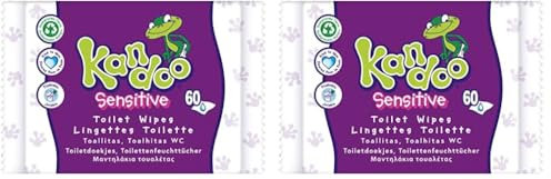 Kandoo Sensitive Feuchttücher - spülbar - aus 95% Wasser - parfümfrei - für Neugeborene geeignet - aus 100% pflanzlichem Zellulosematerial - 60 Tücher (Packung mit 2)