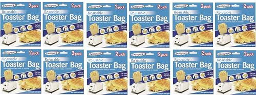 Sealapack 12 Pack of 2-Pack Reusable Toaster Bags – Easy to Clean, Non-Stick Toastie Bags for Quick and Mess-Free Toasted Sandwiches