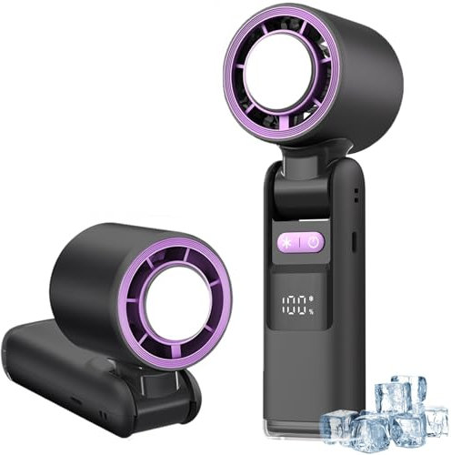 Tragbarer Handventilator, 4000mAh Tragbarer Mini Ventilator USB Wiederaufladbarer, Einstellbare Geschwindigkeit(1-100), Turbo-Mini-Ventilator, T-ragbarer Turbo Handventilator für Reisen, Draußen