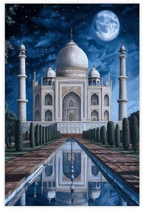 Taj Mahal Leinwand-Poster, Wandkunstdruck, Bild, Gemälde, 50 x 75 cm