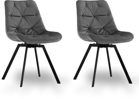 CLIPOP Esszimmerstühle Drehbar Samt Drehstuhl Küchenstuhl Polsterstuhl Bequemer Esstischstuhl mit Rückenlehne,Essstühle für Esszimmer Wohnzimmer Küche (Grau, 2er Set)