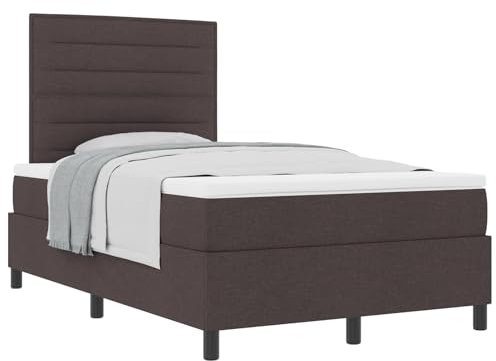 vidaXL Boxspringbett mit Matratze Dunkelbraun Stoff 120X200 cm Modern Polsterung für Schlafzimmer Innenraum Erwachsene Doppel-Schlaflösung Möbel Schoner Bezug Auflagen Taschenmatratzen