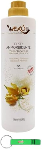 12x WEXOR Weichspüler Elisir Ammorbidente Giallo Cashmere - Kaschmir Gelber Weichspüler mit Ylang Ylang, Kaschmir und Patchouliholz - 30 Wäschen 750ml + Beni Culinari Kostenloser Schlüsselanhänger