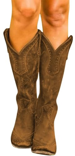 Cowboy Boots, Cowboystiefel Damen Cowboy Stiefel Retro ReißVerschluß Blockabsatz ÜBergangsstiefel Ankle Boots Halbhohe Westernstiefel, 39/EU