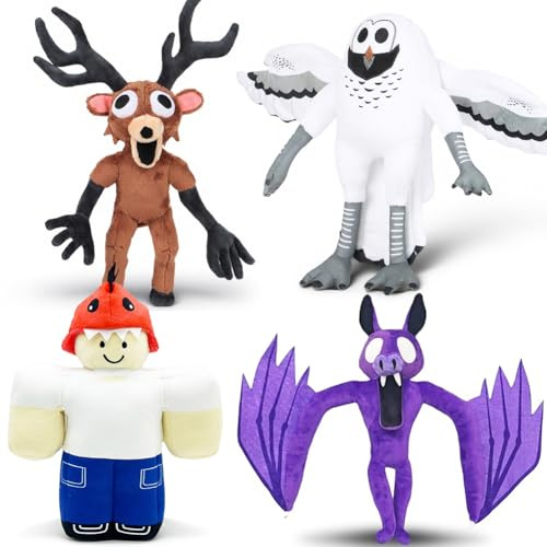 Kouipoie 99 Nights In The Forest Plüschtier,Das Deer Bösewicht Plüschspielzeug Aus Dem Spiel,Weiches Kuscheltier Für Kinder & Erwachsene,Cuddly Plushie Geschenk Für Halloween & Geburtstage. (4PCS)