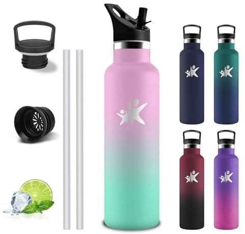 Gourde Isotherme, Gourde 750 ml, Bouteille Inox, Anti Fuite, Bouteille Isotherme, Double Isolation, Bouteilles Isothermes, Facile à Nettoyer, Bouteille d'eau pour Randonnée, Camping, Voyage