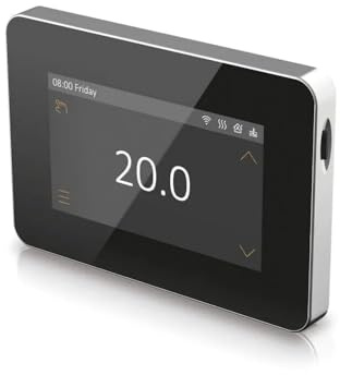 EverHeat Touchscreen Underfloor Heating Thermostat for Electric UFH - Black | Energy-saving touchscreen control with heating modes and programmable scheduling for efficient home comfort.
