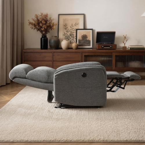 ELEGUE 2 Motoren Fernsehsessel/Relaxsessel - mit Elektrisch Aufstehhilfe; mit Schlaffunktion & Liegefunktion bis 180°, Zwei-Motoren, USB & TYP-C Anschlüsse 8006 (Hellgrau, mittel)