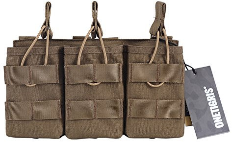 OneTigris Taktische MOLLE AR/AK/AKM Magazintasche Nylon Magazinbeutel für M4/M16/AK47 /AK74 (Braun-Verbesserte Version)