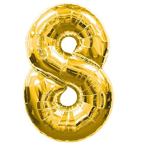 SHATCHI 16 Letters Numbers Foil Balloons Air Filled Self Inflating Birthday Anniversary Wedding Party Banner Decorations, Gold