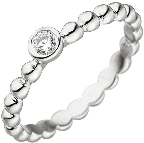 Ring Kugelring Kugel mit weißem Zirkonia Solitär 925 Sterling Silber Damen