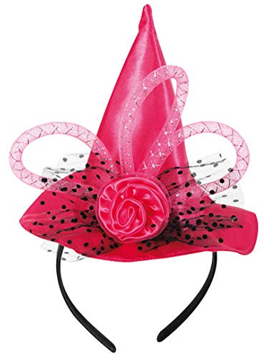 KarnevalsTeufel Haarreif Hexenhut Kopfschmuck Spitzhut (Pink)