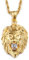 Granny Chic Stainless Steel Vintage Men's Lion Pendant Necklace White Stone Rope Chain(Gold)