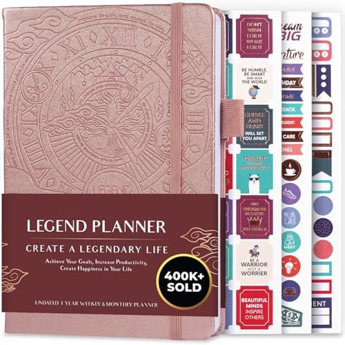 Legend Planer - Deluxe Wochen- & Monats-Lebensplaner, um Ihre Ziele zu erreichen & glücklicher zu leben. Organizer-Notizbuch & Produktivitäts-Journal. A5 Hardcover, undatiert - Roségold (Englisch)