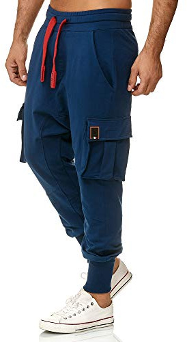 Tazzio Herren Jogginghose Cargohose im Haremstil 19619 Navyblau S