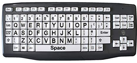 Large Key Large Black Print White Keys Keyboard