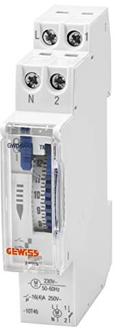 Gewiss Interruttore orario analogico 24h- 1 contatto NA - 16A/230Vca - 1 Modulo DIN - senza batteria per interruzioni di corrente - GWD6771