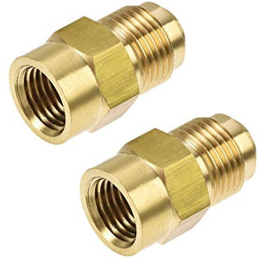 sourcing map Brass Pipe Fitting, 5/8-18UNF Flare Male to 1/4NPT Female Thread, Tubing Adapter Hose Connector, for Air Conditioner Refrigeration, 2Pcs