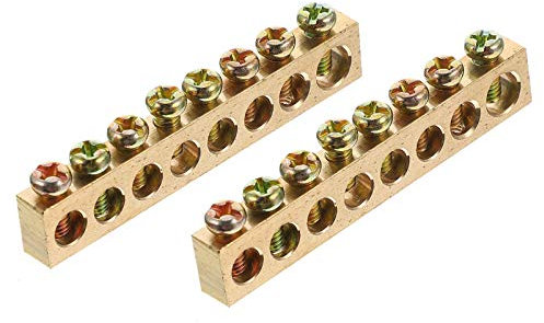 4 Stück 8 Terminals Kupfererdungsstange Verteilerkabelklemmen Breaker Box Ground Bar Elektrischer Neutralleiter Elektrische Erdungsschienen Bodenleiste Ground Zero Spiral-
