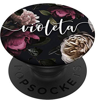 Violeta Nombre Personalizado Flores Rosades PopSockets PopGrip: Agarre intercambiable para Teléfonos y Tabletas