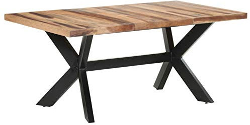 Tidyard Table de Salle à Manger, Table de Repas Meuble à Manger, Table Console Extensible 180x90x75 cm Bois Solide avec Finition