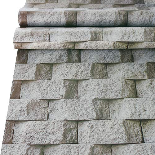 LZH-LP Selbstklebende Tapete 45x300CM 3D Klebefolie Selbstklebend Wandaufkleber Grau Steinmauer Möbelfolie Wanddekor Ziegelstein Dekofolie für Wand Zimmer Küchen Tisch Schrank Schublade Möbel