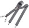 DonDon Hosenträger Herren extra stark gepunktet grau weiß 3,5 cm Hosenträger Herren breit mit brauem Leder in Y-Form lang - Starke Clips passend für Anzug Jeans Chinos Vintage Rockabilly Suspenders