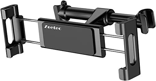 ZOETEC Tablet Headrest Mount Car Seat Phone & Tablet Holder For Kids Compatible with iPad/Samsung Galaxy Tabs/Amazon Kindle Fire/Microsoft Surface/iPhone 15 Pro Max/ 14 Mini/Huawei (Black)