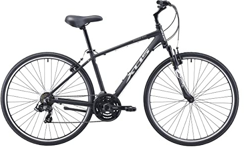 XDSBIKE Cross200 21 Speed Hybrid Bike Commuter City Bike, for Men and Women, 700C Wheel Lightweight Aluminum Alloy Frame (Matte Black, Frame Size 15)