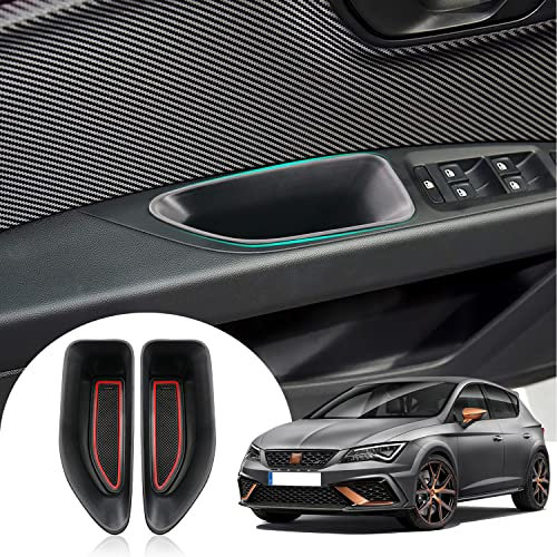 LFOTPP Seat Leon 5F FR ST MK3 Türgriff Ablagefach, Zubehör Auto Tür Aufbewahrungsbox Container (Rot)
